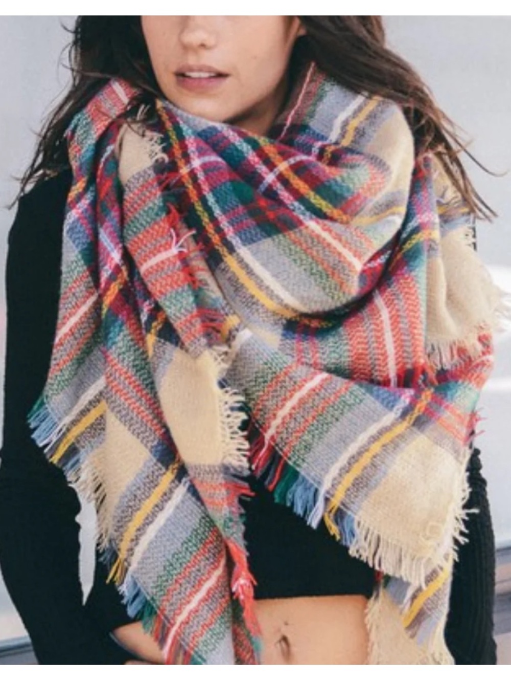 Oversize Plaid Blanket Scarf
